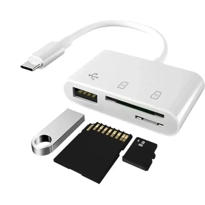3-in-1 USB-C SD/TF Card Reader OTG Adapter | Fast Transfer Memory Card Reader QXL