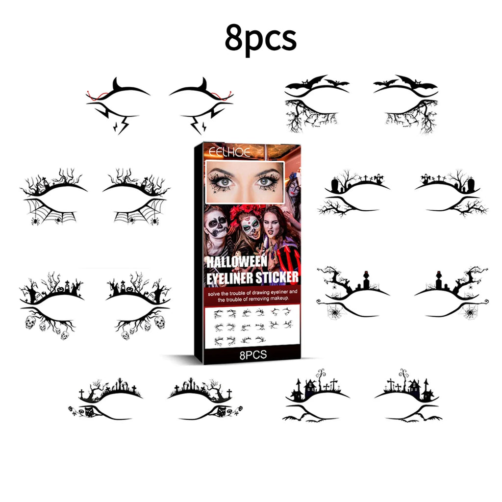 Halloween Eye Makeup Stickers | Waterproof Temporary Tattoos 4/8pc Eye Makeup Stickers QXL No.3 set China Mainland