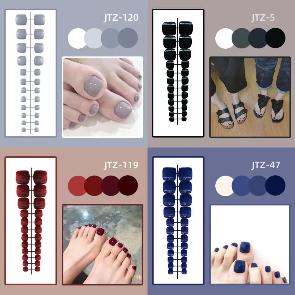 24-Pack Press-On False Toenails | Full Cover Solid Color Press-On Toenails QXL