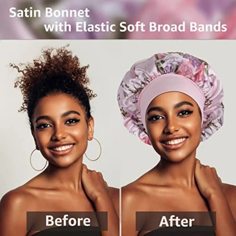 Satin Sleep Bonnet Wide Band | Curly Hair, Braids & Locs Cap Satin Sleep Bonnet QXL