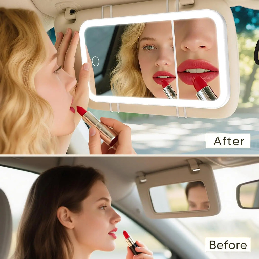 Car Vanity Mirror with LED Lights & 5X Magnification | Cosmomiro LED Vanity Mirror QXL