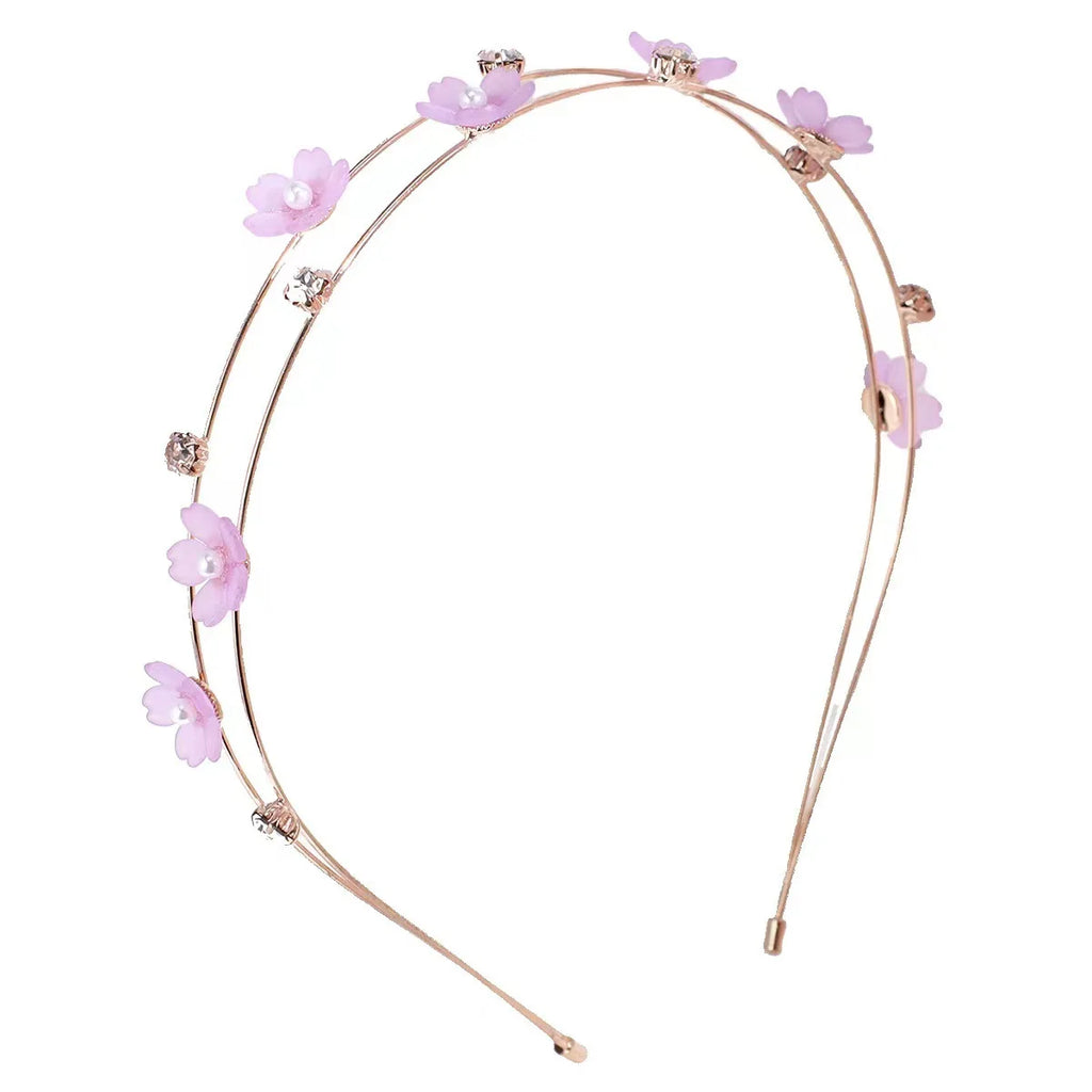 Korean Floral Crystal Double Layer Headband | Slim Hair Hoop Crystal Hair Headband QXL