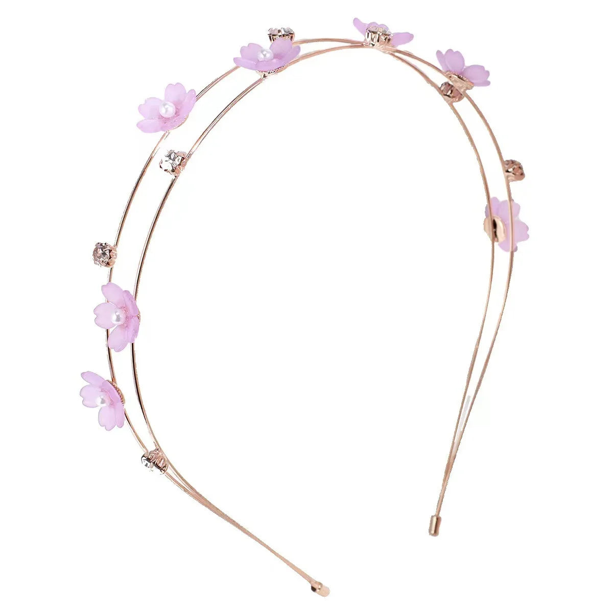 Korean Floral Crystal Double Layer Headband | Slim Hair Hoop Crystal Hair Headband QXL