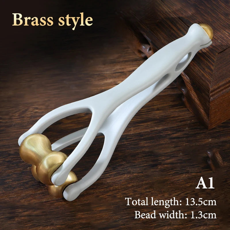 Brass Dual-Row Finger Roller Massager | Bian Stone Tool Finger Roller Massager QXL A1