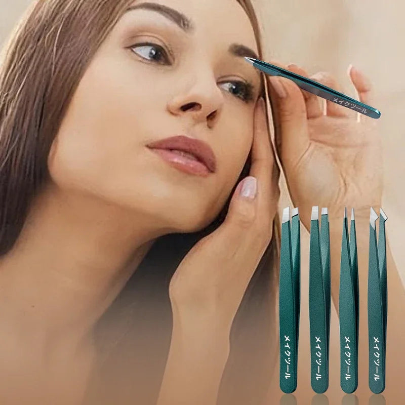 Colorful Stainless Tweezers Set – Lash & Eyebrow Tool 2/4/6Pc Beauty Tweezers Set QXL