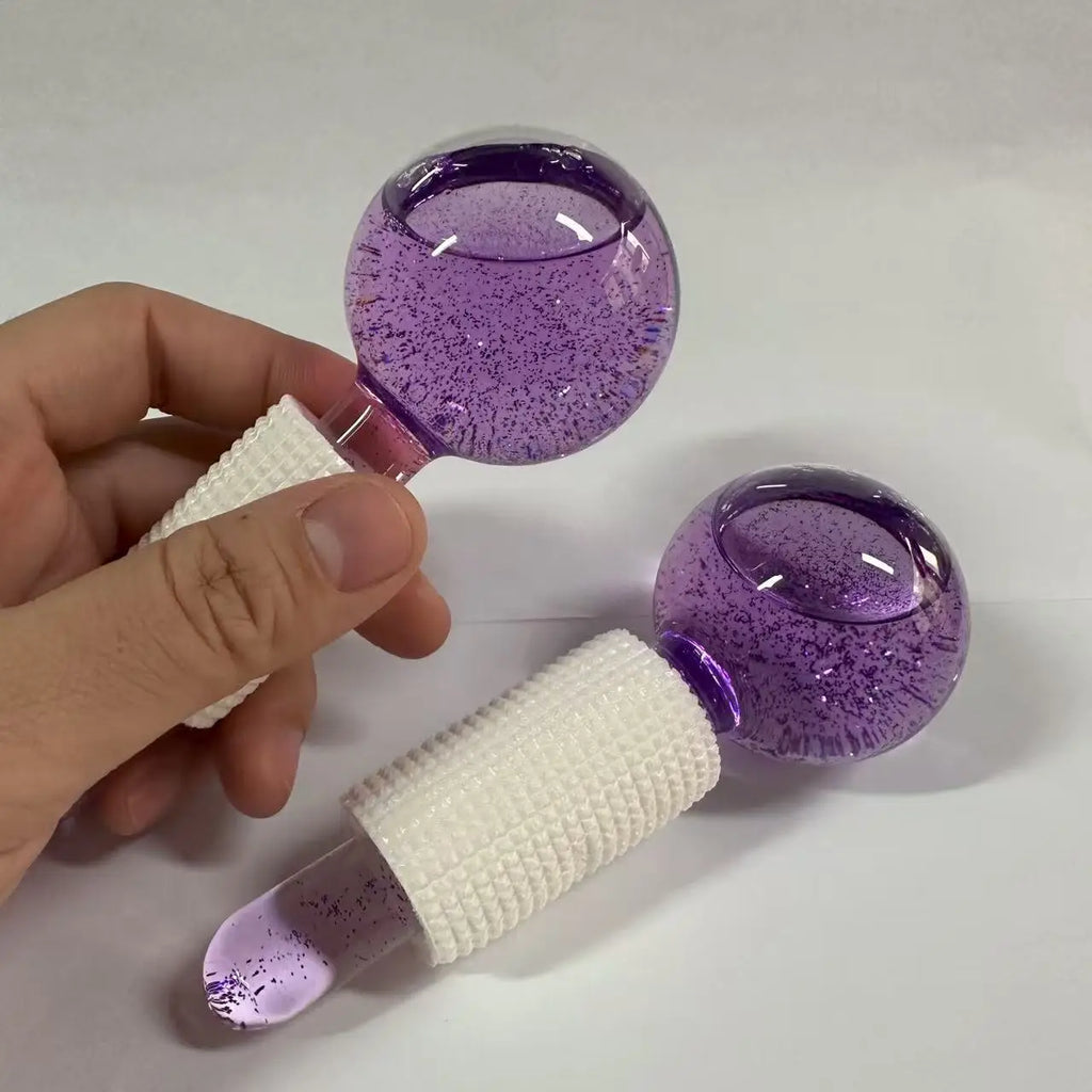 2-Pack Facial Cooling Ice Globes | Face & Eye Massage Balls Facial Ice Globes QXL purple