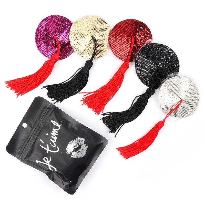 Tassel Sequin Nipple Pasties | Reusable Self-Adhesive Cover Nipple Pasties QXL