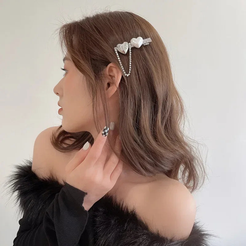 Silver Y2K Metal Duckbill Clip | Side Bang Barrette Hairpin Hair Clip Barrette QXL