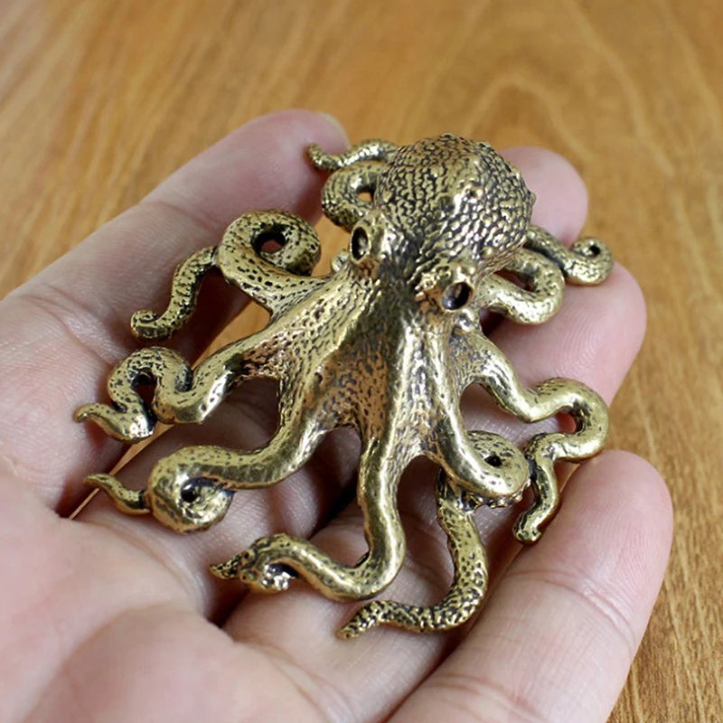 Antique Brass Octopus Figurine | Copper Vintage Desk Ornament Brass Figurine QXL