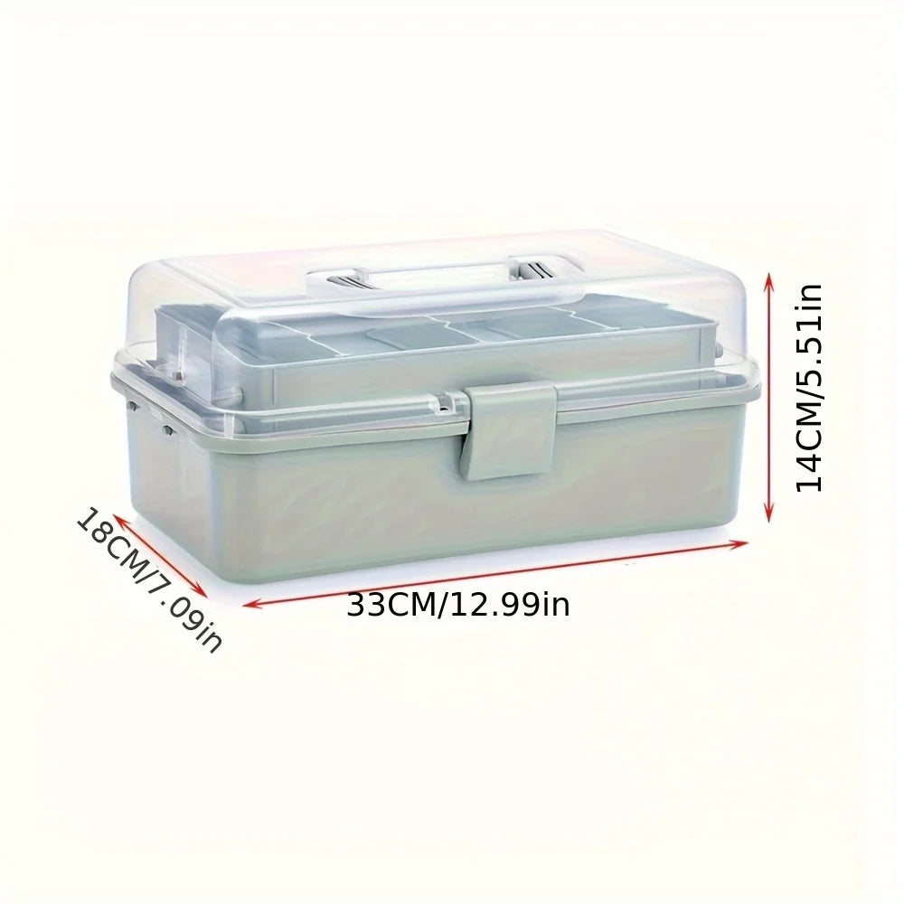 3-Layer Craft Organizer Box with Adjustable Dividers & Handle Craft Storage Organizer QXL