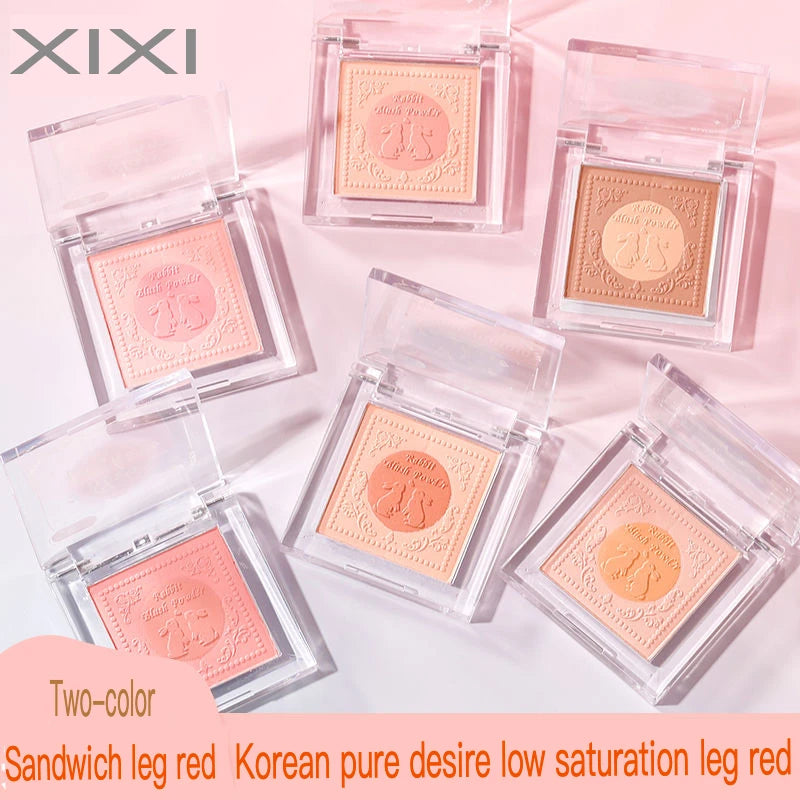 XIXI Two-Color Matte Blush Palette | Korean Nude Natural Finish Powder Blush Palette QXL