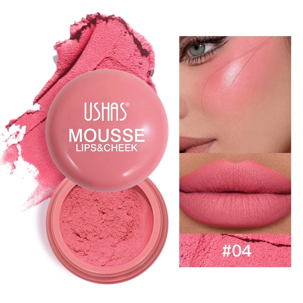 Velvet Mousse Blush & Lip Mud | 6 Shades, Long-Lasting Mousse Blush Tint QXL 04