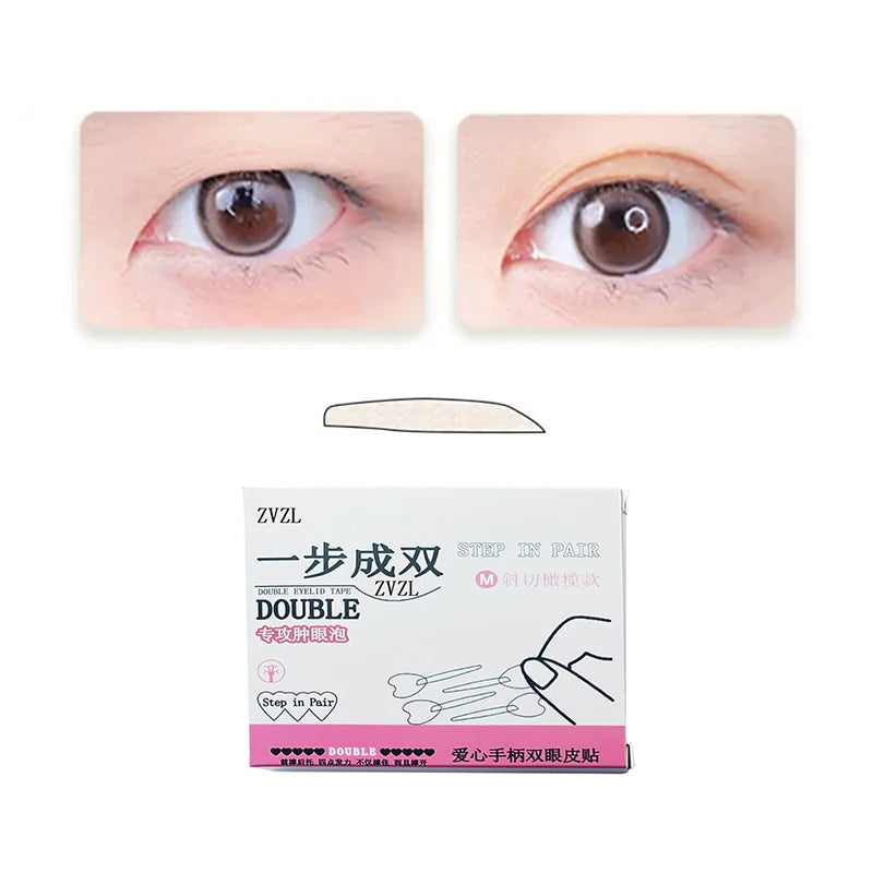 128-Pc Double Eyelid Tape Stickers with Handle | Invisible Eyelid Tape Stickers QXL Pink