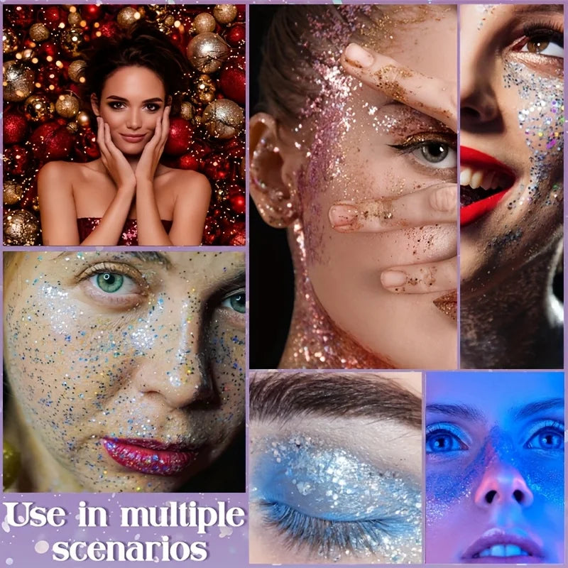 24-Color Glitter Temporary Tattoo Kit | Glue, Templates & Brushes Glitter Tattoo Kit QXL