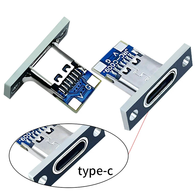 5-Pack USB Type-C Female Connector Socket 2Pin 4Pin + Fix Plate USB Type-C Connector QXL