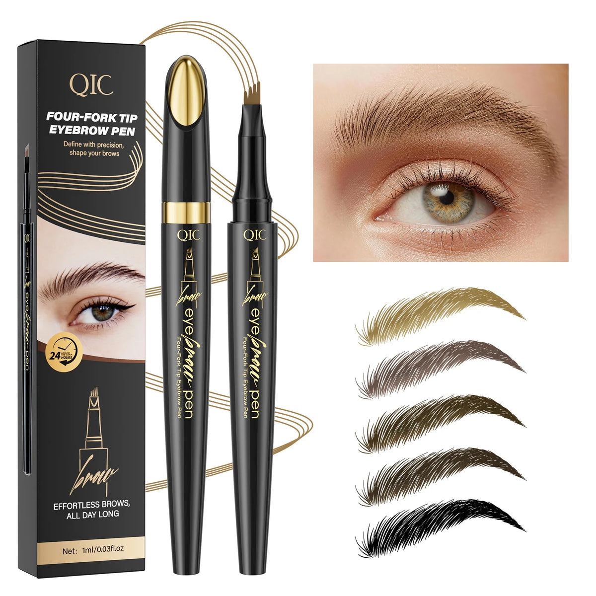 Four-Claw Liquid Eyebrow Pencil – Waterproof Hair-Stroke Brows Liquid Eyebrow Pencil QXL