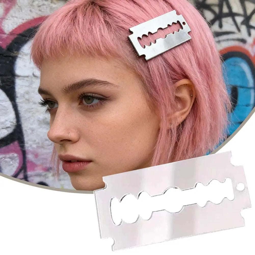 Y2K Punk Razor Blade Hair Clip | Gothic Acrylic Barrette Gothic Hair Barrette QXL