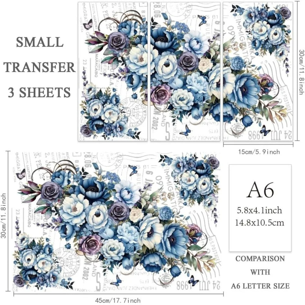 Cosmic Roses Rub-On Transfers for Furniture & Crafts | 3-Pack Rub-On Transfer Decals QXL