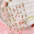 5D Strawberry Nail Stickers | Bow Pearl Self-Adhesive Decals Nail Art Stickers QXL M993