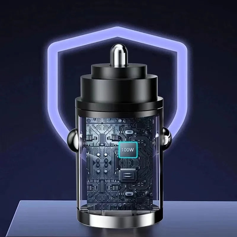 100W Dual Port Car Charger | QC 3.0 & USB-C Fast Charging Car Charger Adapter QXL