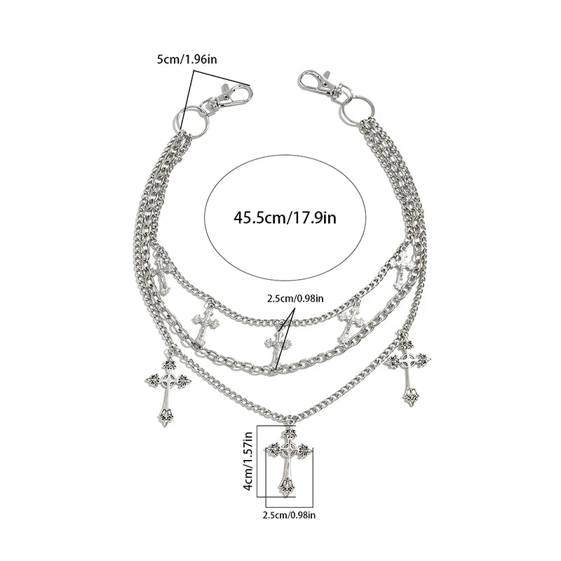 Punk Rock Multi-Layer Cross Waist Chain | Unisex Hip-Hop Belt Waist Chain Belt QXL