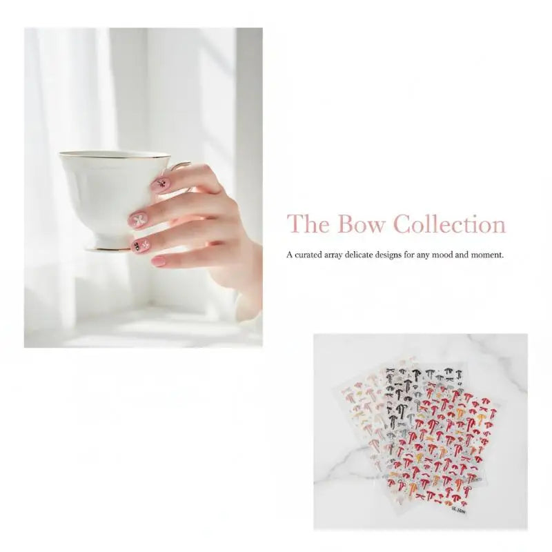 5D Nail Art Stickers – Bow Pearl Heart French Polka Dot Nail Art Stickers QXL