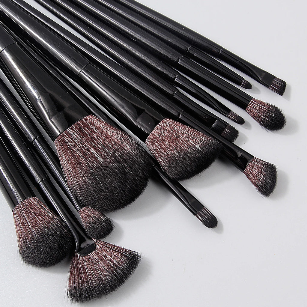 12-Piece Makeup Brush Set | Powder, Fan, Concealer & Eyeshadow Makeup Brush Set QXL