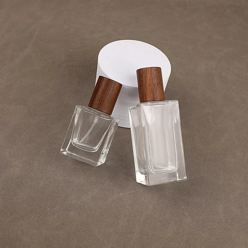 30ml & 50ml Wood Cap Refillable Glass Perfume Spray Bottle Perfume Spray Bottle QXL