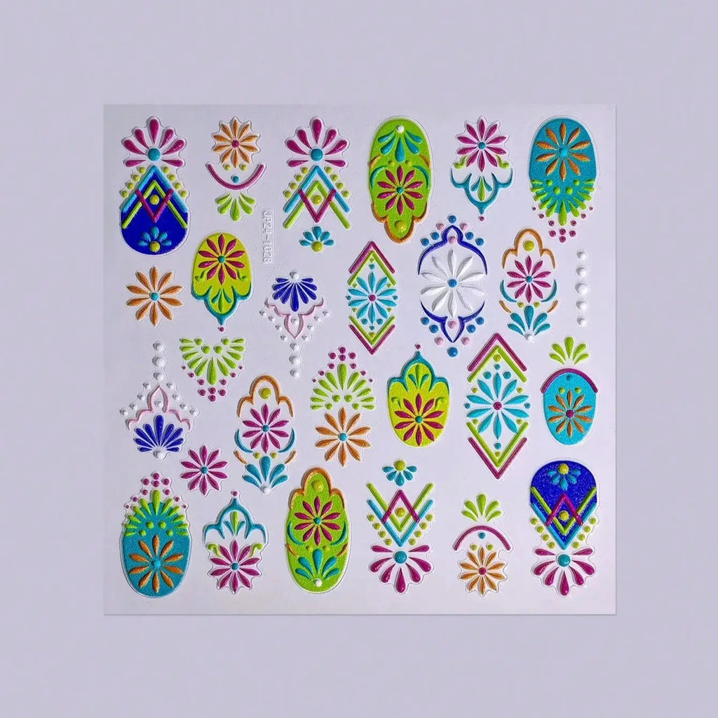 5D Bohemian Mandala Nail Stickers – Embossed Floral Decals Nail Art Stickers QXL 2 Sheets