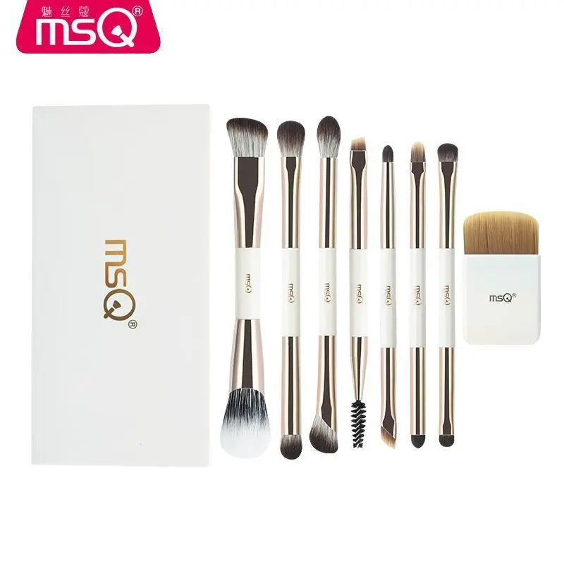 MSQ 8-Piece Double-Ended Makeup Brush Set | Portable Box Makeup Brush Set QXL 1 set