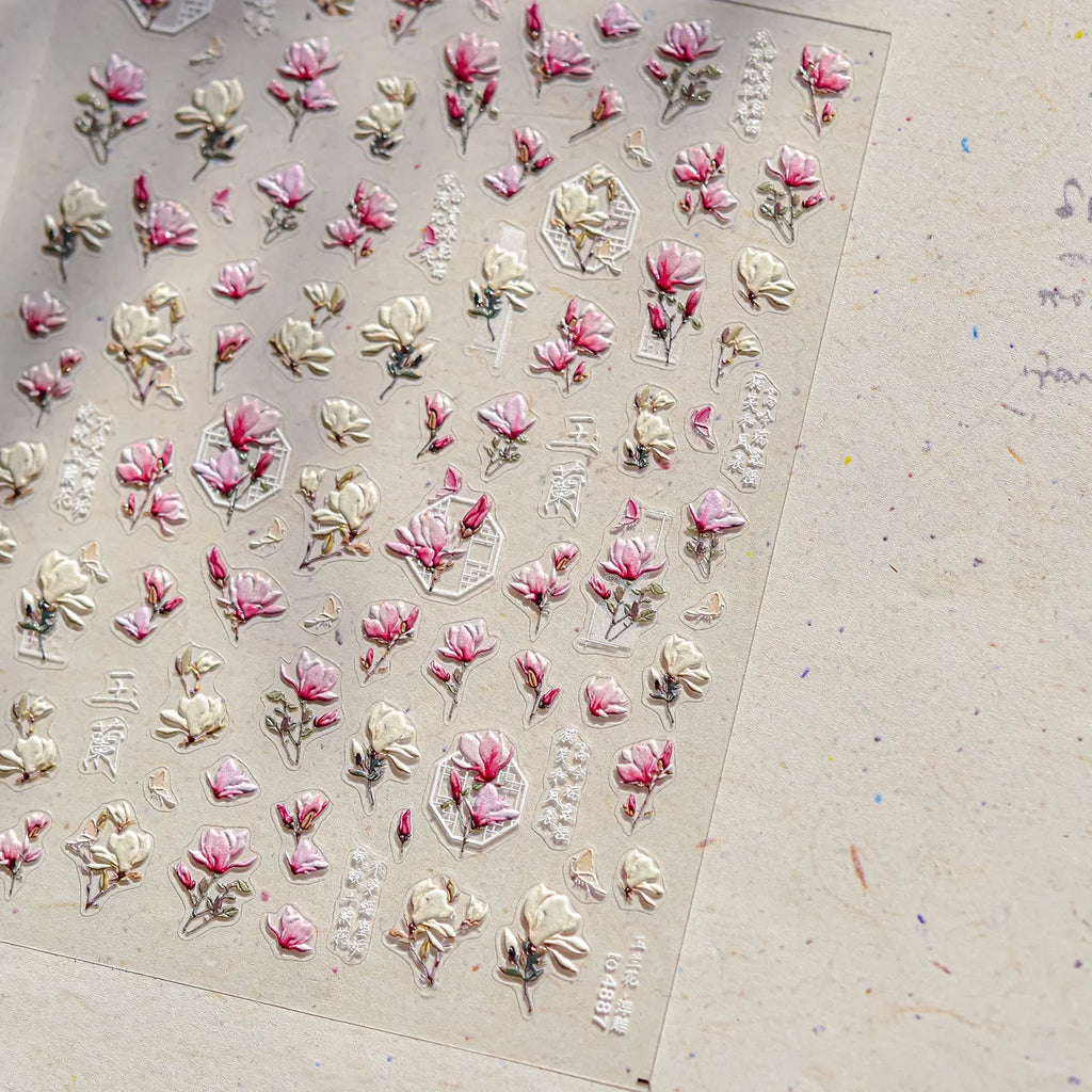 5D Cherry Blossom Floral Nail Art Stickers | Self-Adhesive Decals Nail Art Stickers QXL
