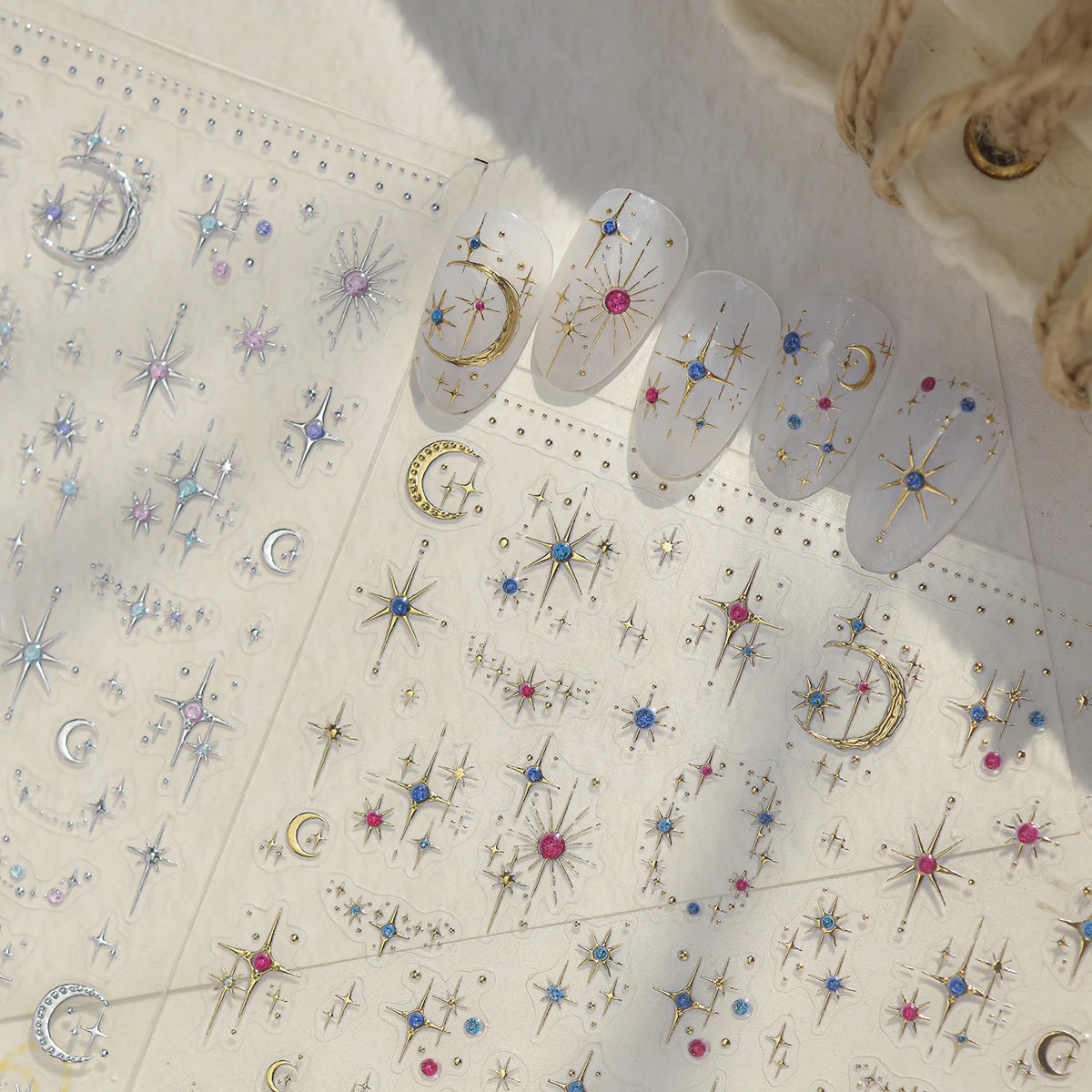 5D Luxury Nail Stickers | Moon Star Rhinestone Decals Nail Art Stickers QXL