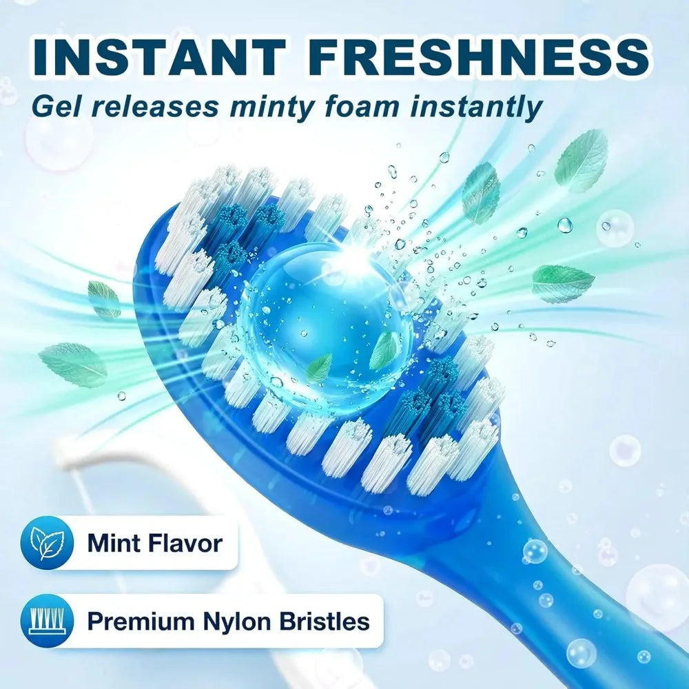 10-Pack Disposable Travel Toothbrush Set with Floss – 4 Flavors Disposable Travel Toothbrush QXL