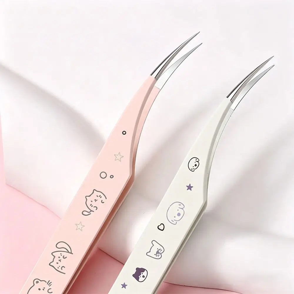 Cartoon Curved Eyelash Extension Tweezers | Anti-Static Steel Eyelash Tweezers QXL