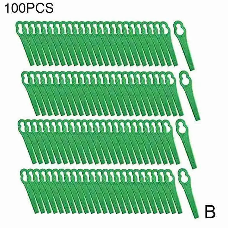 100-Pack Plastic Replacement Trimmer Blades | Lawn & Grass Trimmer Replacement Blades QXL Green