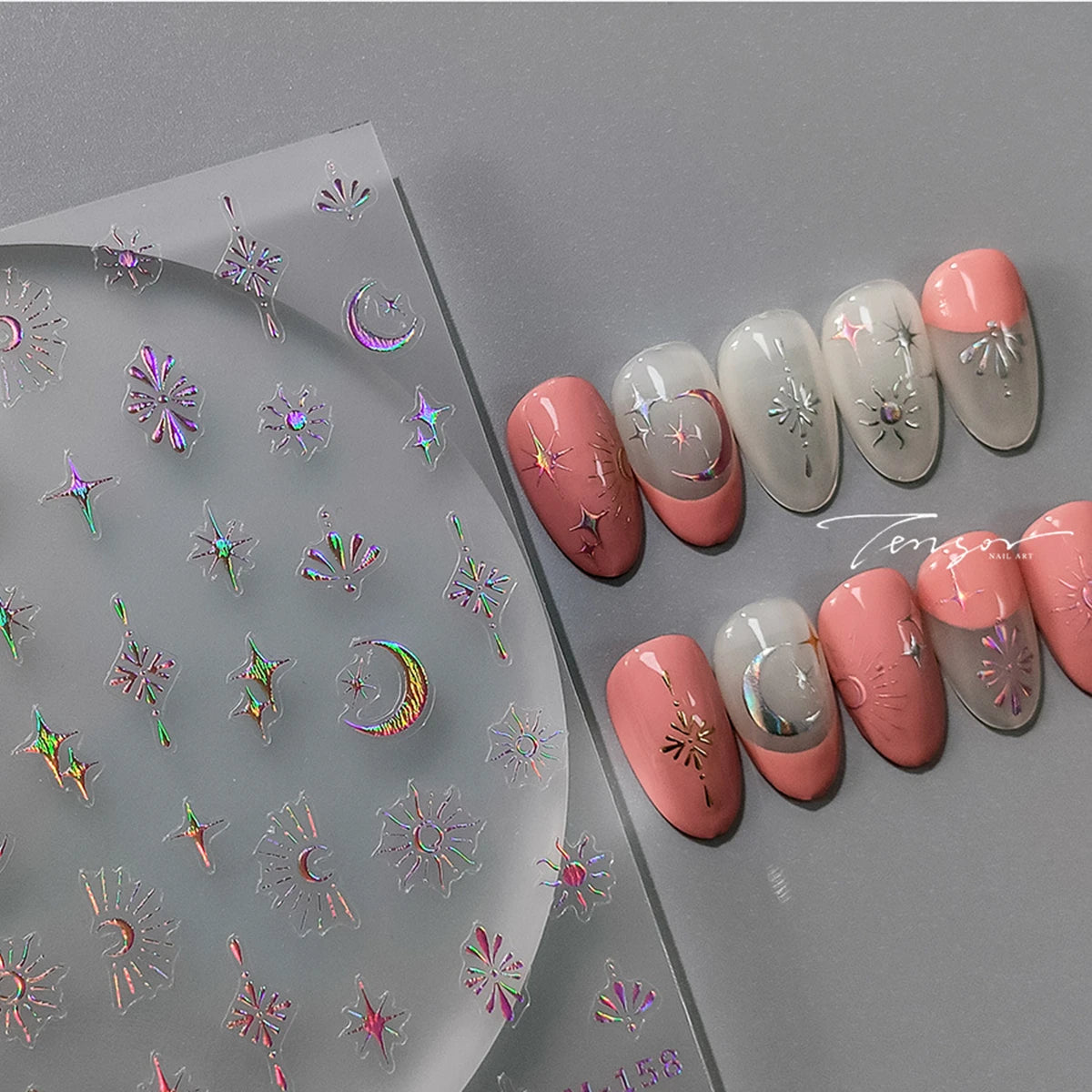 5D Star & Moon Nail Art Stickers | Laser Slider Decals Nail Art Stickers QXL