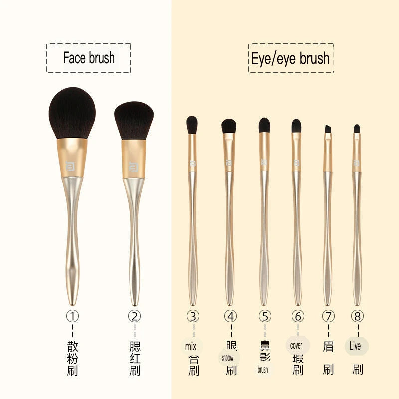 8-Piece Professional Makeup Brush Set | Wool Fiber Glove Brushes Makeup Brush Set QXL