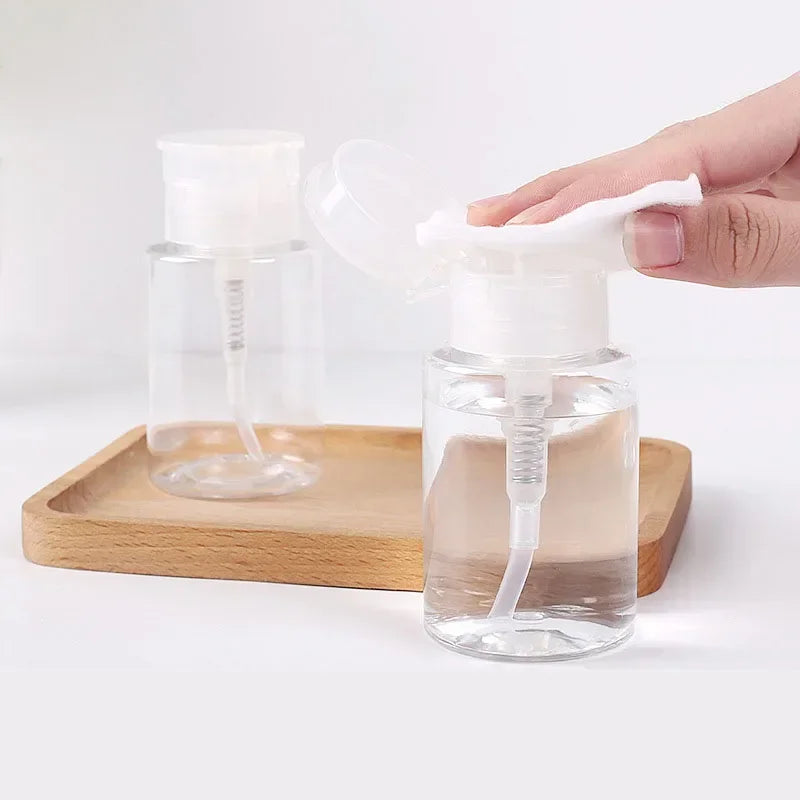 Refillable Press Pump Dispenser Bottle | Nail & Makeup 100–200ml Pump Dispenser Bottle QXL