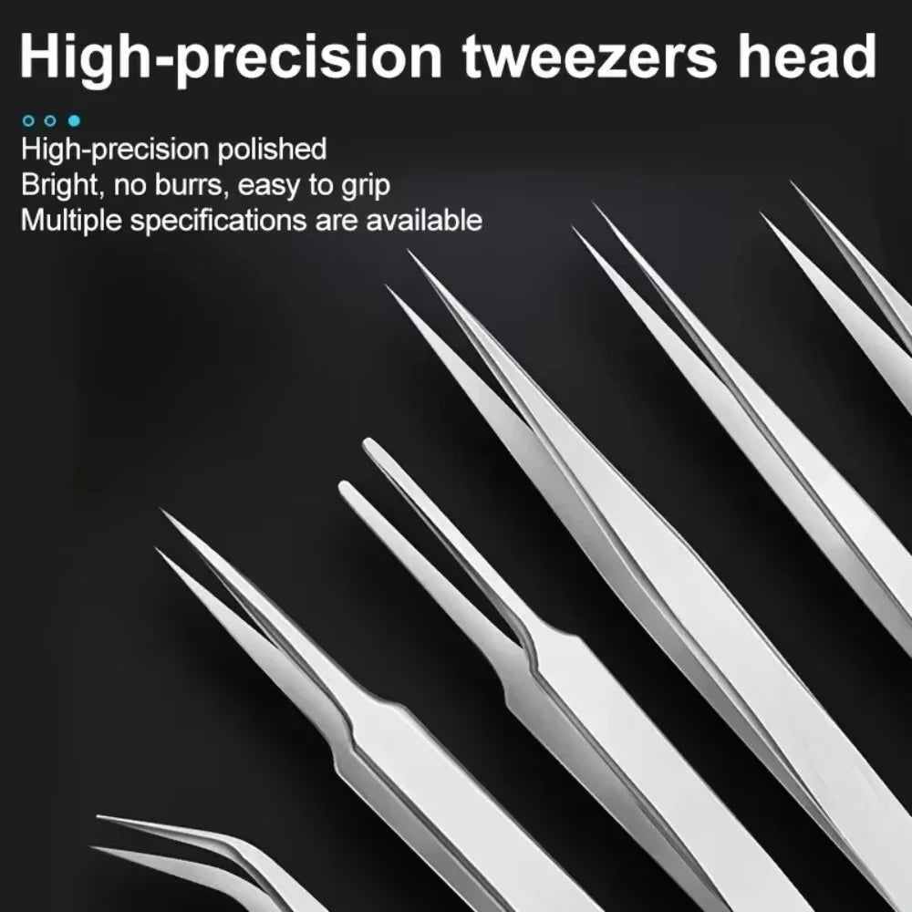 6-Piece Stainless Steel Precision Tweezers Set | Bent & Straight Precision Tweezers Set QXL
