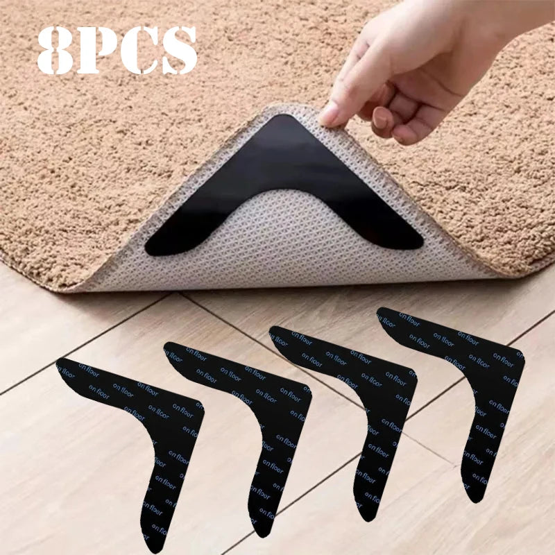 Anti-Slip Adhesive Fastener Dots for Carpet, Rug & Sofa 4/8pc Non-Slip Rug Pads QXL