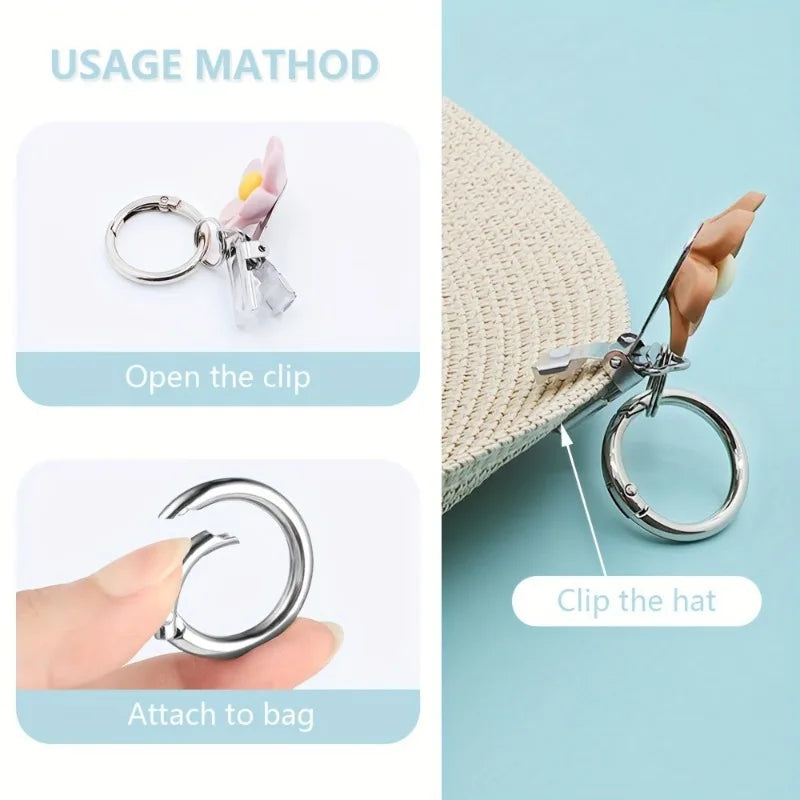 Floral Resin Hat Clip Keychain | Hands-Free Glasses Holder Hat Clip Keychain QXL