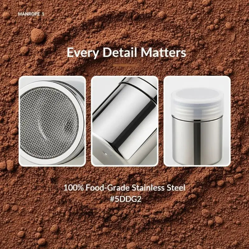Stainless Steel Coffee Duster & Cocoa Sifter with Cover Cocoa Powder Sifter QXL