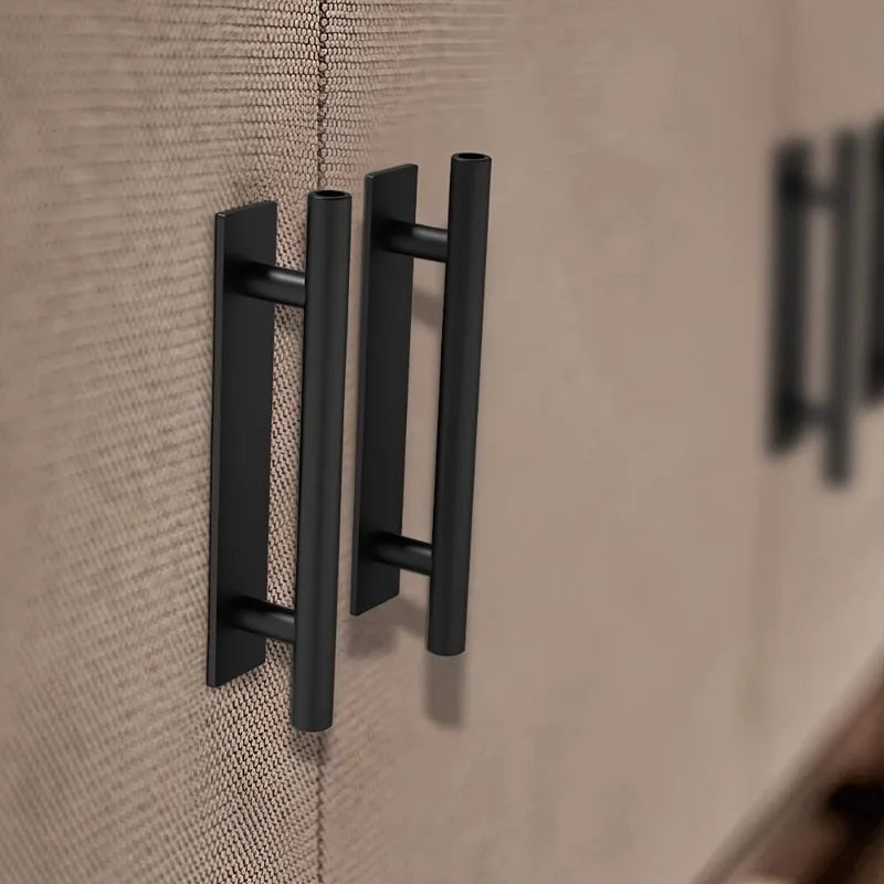 4-Pack Self-Adhesive Cabinet Handles | Matte Black No-Drill Cabinet Door Handles QXL