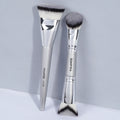 MAANGE 2-Pack Double-Ended Foundation & Contour Brush Set Makeup Brush Set QXL Silver
