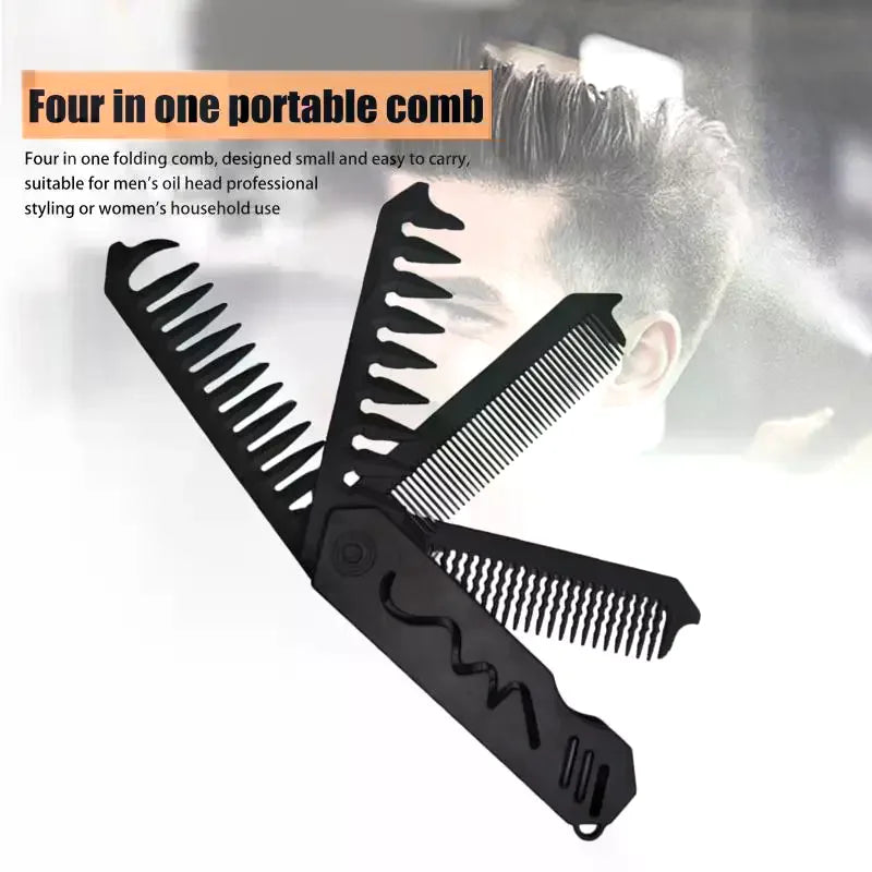 3-in-1 Folding Hair & Beard Comb | Wide & Fine Tooth Pocket Folding Hair Comb QXL
