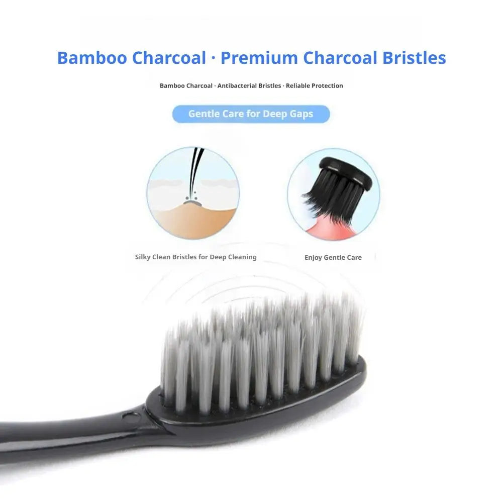 10-Pack Bamboo Charcoal Soft Toothbrushes | Family Value Set Bamboo Charcoal Toothbrush QXL