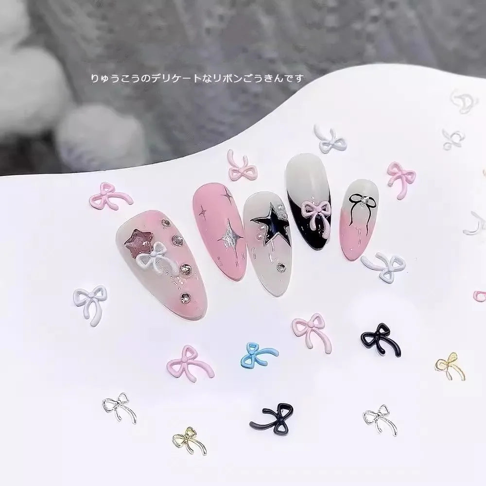20-Pack 3D Metal Bow Nail Charms | Colorful Bowknot Rhinestones Nail Art Charms QXL