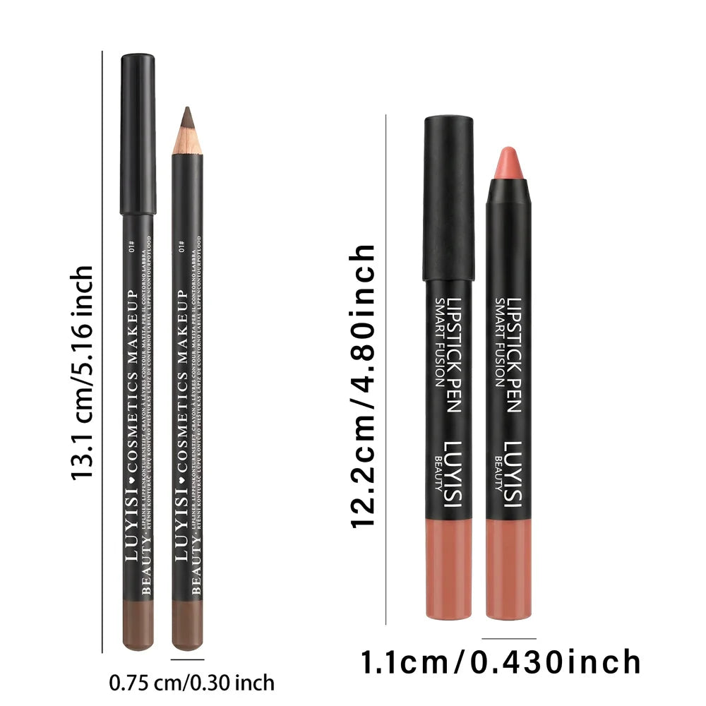 Velvet Lip Set – Matte Lip Liner & Waterproof Lipstick Pencil 2pc Lip Liner & Lipstick Set QXL