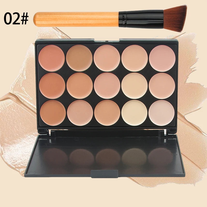 15-Color Concealer Palette & Brush | Full Coverage Makeup Concealer Palette QXL 02