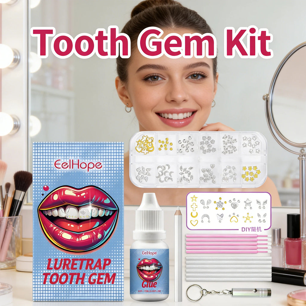 DIY Tooth Gems Kit – 120 Crystals, UV Glue & Lamp Included Tooth Gem Kit QXL